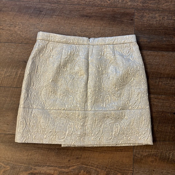J Crew Champagne Metallic Jacquard Origami Skirt Sz 6 - Picture 4 of 6